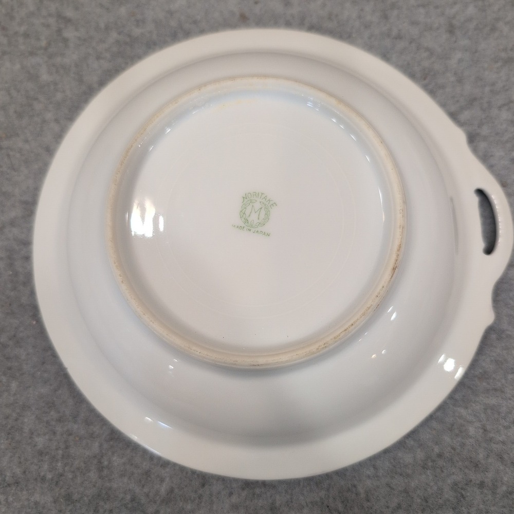 Vtg Noritake Hand Painted Floral Porcelain Nut Bowl Lavender Luster Rim Japan - Picture 4 of 5